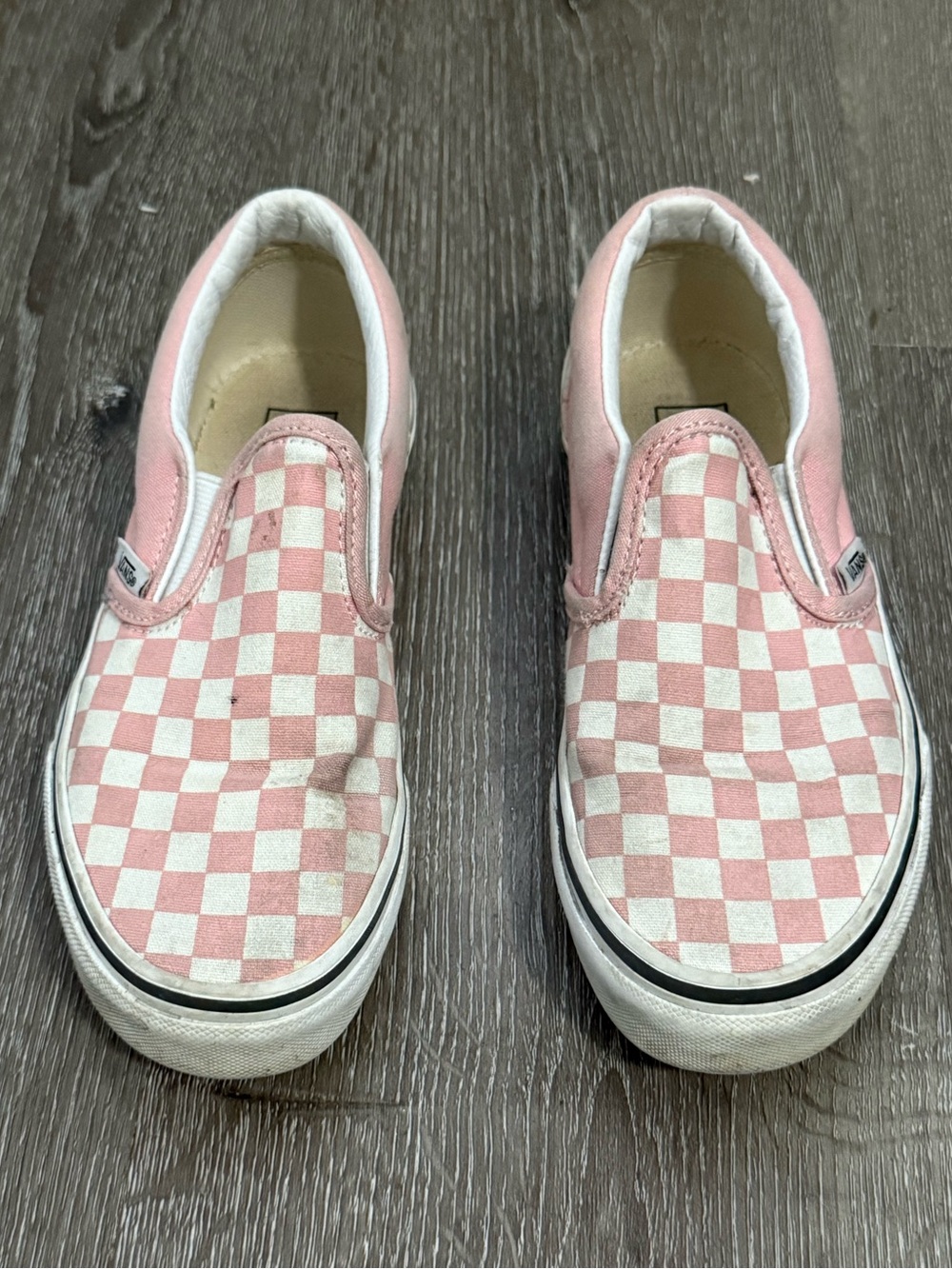 Vans Kids Pink and White Checkerboard Slip-On Sneakers